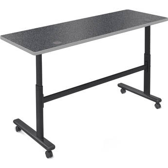 Balt Height Adjustable Sit and Stand Flipper Table (60" Long, Graphite Nebula Laminate, Platinum Edge)
