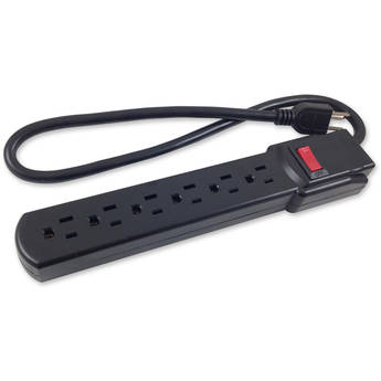Comprehensive 6-Outlet Surge Protector with 6' Power Cord (Black)