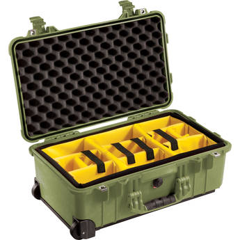 Pelican 1510 Carry On Case with Yellow and Black Divider Set (Olive Drab)