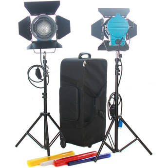 CAME-TV 1000W Fresnel Tungsten Video Camera Spotlight 2-Light Kit with Dimmers