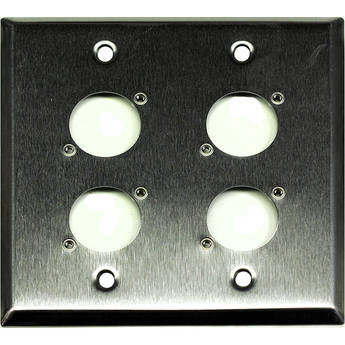 Whirlwind WP2/4NDH 2-Gang Wall Plate Punched for 4 Neutrik XLR Terminals (Stainless Steel Finish)