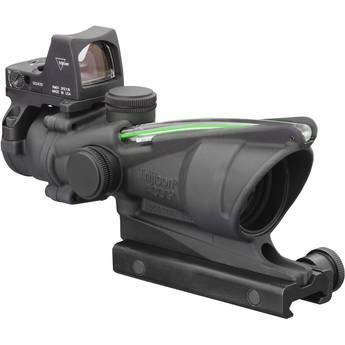 Trijicon 4x32 ACOG Dual Illuminated Riflescope and 3.25 MOA Red Dot Type 2 RMR Sight Kit (DI .223 Green Crosshair Reticle, Matte Black)