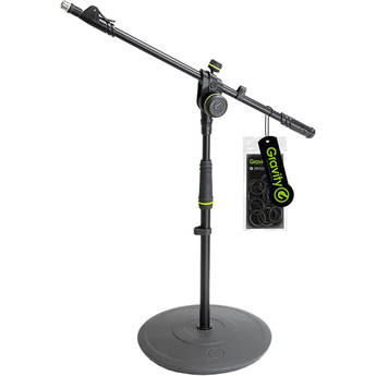 Gravity Stands Short Microphone Stand with Round Base and Boom (Black)