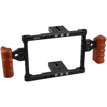 CAMVATE Camera Cage with Wooden Side Handles for DSLR, Mirrorless & Small Cameras