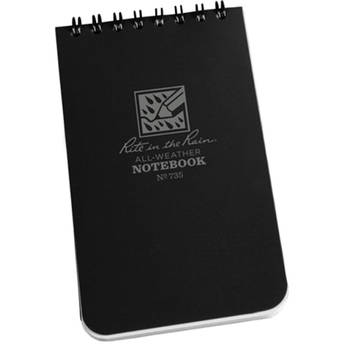 Rite in the Rain Top Spiral All-Weather Notebook (Black, 3 x 5")