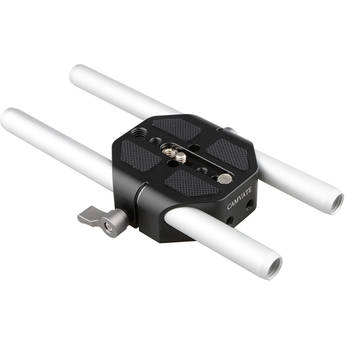 CAMVATE Baseplate with 15mm Rods for Select Canon/Sony Cameras (Silver Wingnut)