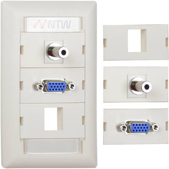 NTW Pre-Configured Customizable UniMedia Wall Plate with VGA & 1/8" Audio Pass-Through with One Blank Module