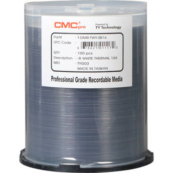 CMC Pro 4.7GB DVD-R 16x White Thermal Printable Disc (100-Pack)