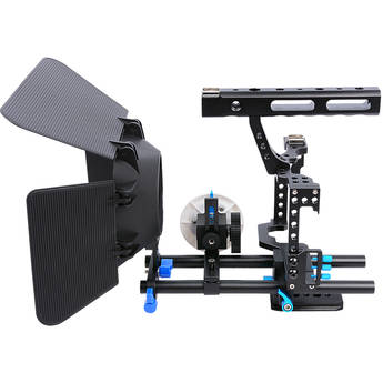 YELANGU C500 Camera Cage with Matte Box and Follow Focus (Blue Trim)
