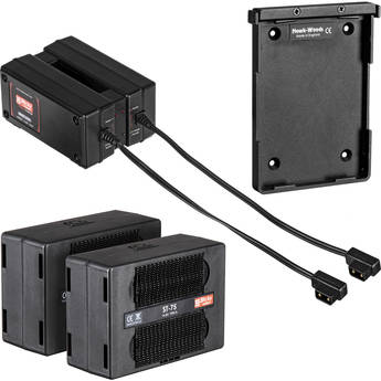 Hawk-Woods Two 14.4V Sticky Battery Packs, 2-Channel Charger & QR Plate (75W)