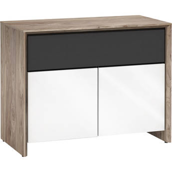 Salamander Designs Barcelona 329 TV Stand and A/V Cabinet (Natural Walnut with Gloss White Glass)