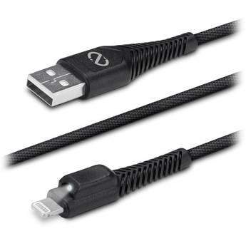 Naztech Rugged LED MFi Lightning Charge and Sync Cable (4', Black)