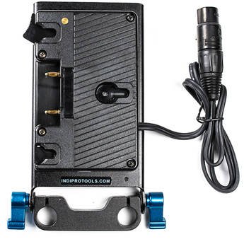IndiPRO Tools Gold Mount Plate for 4-Pin XLR Cameras & Devices (15mm Rod Bracket)