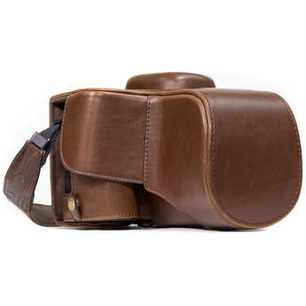 MegaGear Ever Ready PU Leather Case and Strap for Nikon D3400 with 18-55mm Lens (Dark Brown)
