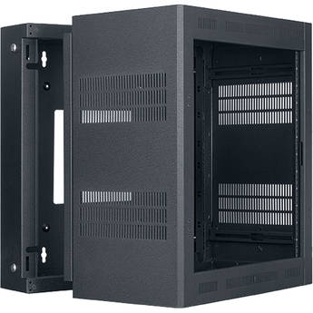 Lowell Manufacturing Rack-Sectional Wall Mount-12U, 19" Deep, 1-Pair Adjustable Rails (Black)