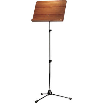 K&M Orchestra Music Chrome Stand, Longer Shaft (Walnut Wooden Desk)
