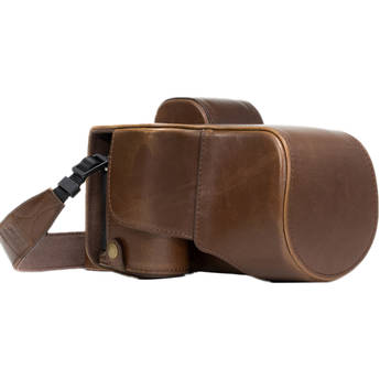 MegaGear Ever Ready PU Leather Case & Strap for a7S II, a7R II, a7 II with 28-70mm (Dark Brown)
