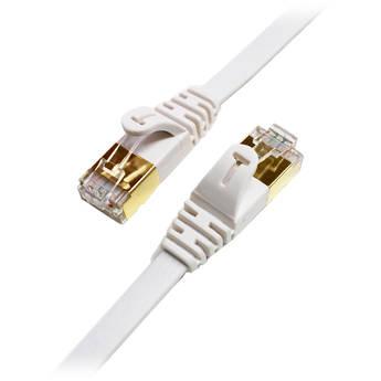 Tera Grand Cat 7 Shielded Ultra Flat Ethernet Patch Cable (10Gb, 100', White)