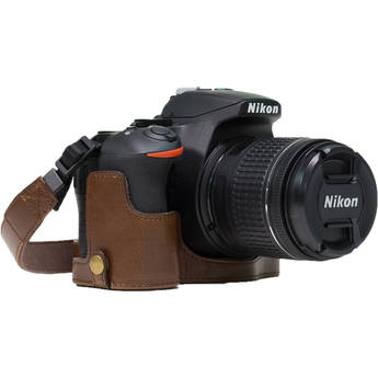 MegaGear Ever Ready PU Leather Half Case and Strap for Nikon D5600, D5500 (Dark Brown)