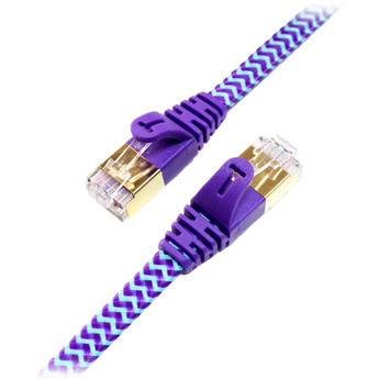 Tera Grand Cat 7 Ultra Flat Braided Ethernet Patch Cable (10Gb, 6', Purple & Blue)