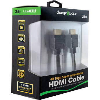 ChargeWorx High-Speed HDMI Cable with Ethernet (25')