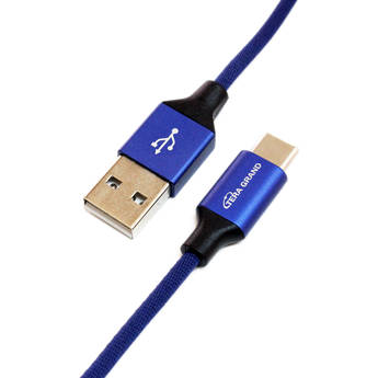 Tera Grand USB 2.0 Type-C to USB Type-A Fabric Cable (6', Blue)