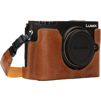 MegaGear Ever Ready PU Leather Half Case and Strap for Panasonic Lumix DC-GX9 (Light Brown)