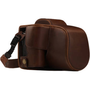 MegaGear Ever Ready PU Leather Case and Strap for Canon EOS M50, M50 Mark II (Dark Brown)
