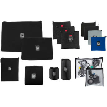 PortaBrace 11 Padded Fabric Pouches, 2 Large Clear Pouches, and 2 Lens Cups Set