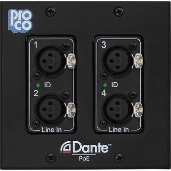 Pro Co Sound AoDDP-4XF 4-Channel Input Dante Wall Plate