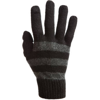 Freehands Women's Stripe Wool Knit Gloves (Charcoal)