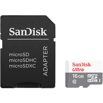 SANDISK 16GB Ultra UHS-I microSDHC Memory Card with SD Adapter