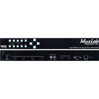 MuxLab 4x2 HDMI 2.0 Quad-View Processor (US Power Plug)