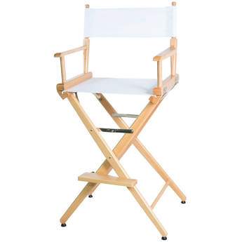 Filmcraft Pro Series Tall Director's Chair (30", Natural Frame, White Canvas)