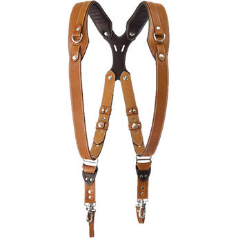 RL Handcrafts Clydesdale Pro-DLX Dual Leather Camera Harness (Small, Tan/Coffee)