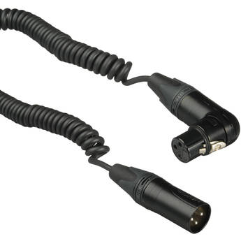 Kopul Coiled 3-Pin XLR-M to Angled 3-Pin XLR-F Cable (1.5 to 5', Black)