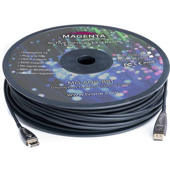 Magenta Active Optical DisplayPort 1.4 Cable (33')
