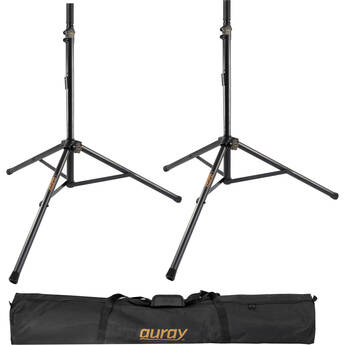 Auray SS-47S-PB Deluxe Height-Adjustable Steel Speaker Stands with Tripod Base and Carrying Case