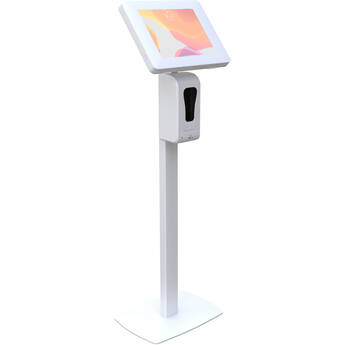 CTA Digital Thin Profile Tablet Floor Stand with Automatic Soap/Sanitizer Dispenser (White)
