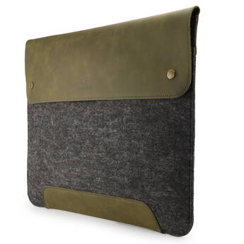 MegaGear Genuine Leather and Fleece Sleeve for 13.3" MacBook (Olive)
