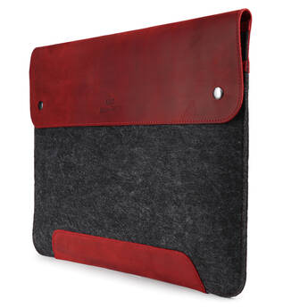 MegaGear Genuine Leather and Fleece 16" MacBook Sleeve Bag (Red)