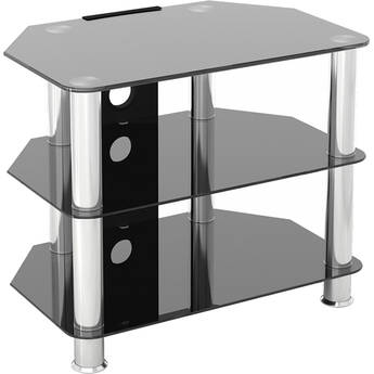 AVF Group Classic Corner Glass TV Stand (Chrome Frame, Black Glass)