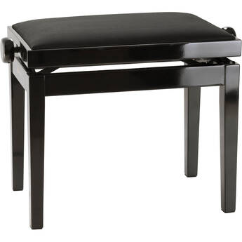 K&M 13961 Piano Bench-Gloss Finish/Cloth Seat (Black Glossy/Velvet)