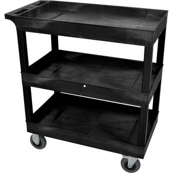 Luxor 32 x 18" Three-Shelf Utility Cart with 5" Caster Wheels