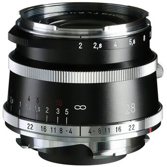 Voigtlander 28mm f/2.0 Ultron Vintage Aspherical VM Lens Type I (Black & Chrome Retro)