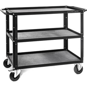 ConeCarts Large 3-Shelf Cart with Gray Moquette & ConeCarts Embroidered Logo
