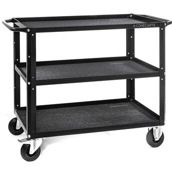 ConeCarts Large 3-Shelf Cart with Black Moquette & ConeCarts Embroidered Logo