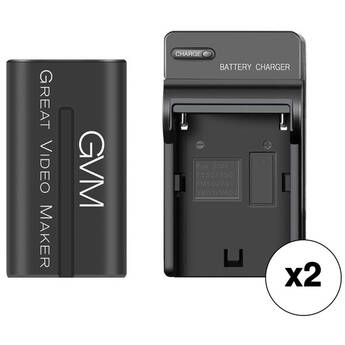 GVM NP-F970 6600mAh Lithium-Ion Battery with Travel Charger (2-Pack)