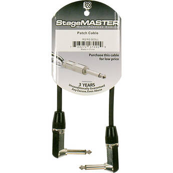 Pro Co Sound StageMASTER 1/4"  Angled Male to 1/4"  Angled Male Instrument Cable - 3'