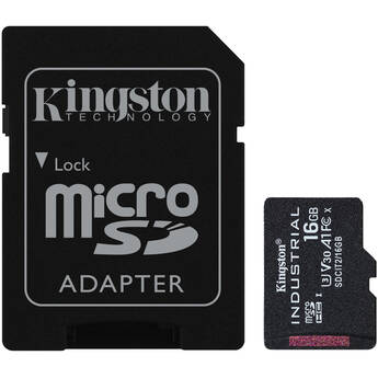 Kingston 16GB Industrial UHS-I microSDHC Memory Card with SD Adapter